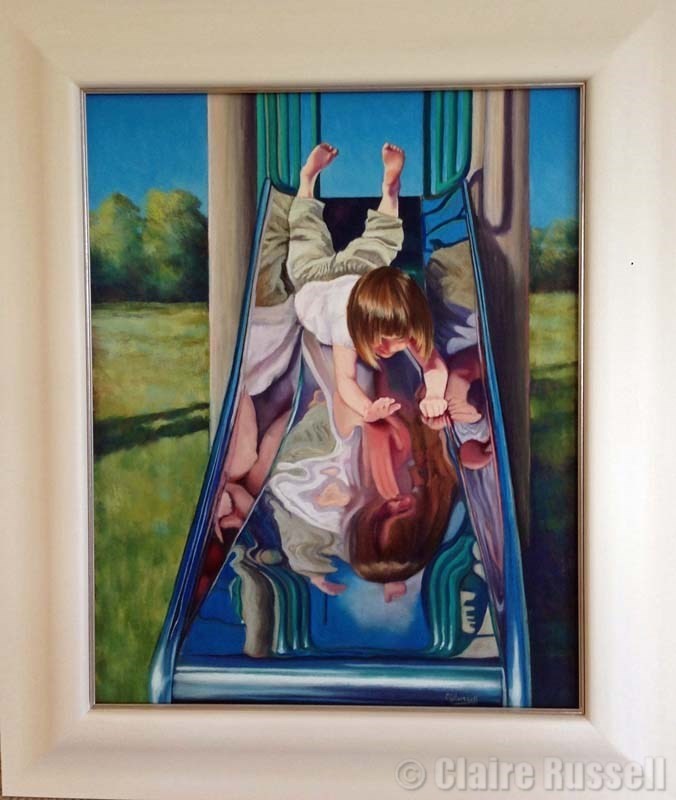 Hand finished frame with silver slip and Anti reflect water white glass